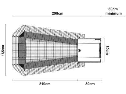 Image showing the dimensions of an Eglu Go from the top