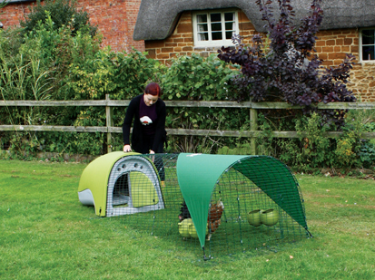 Photo of woman admiring the Eglu Classic