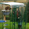 Eigenaar in interactie met haar kat vanuit de kattenren veranda