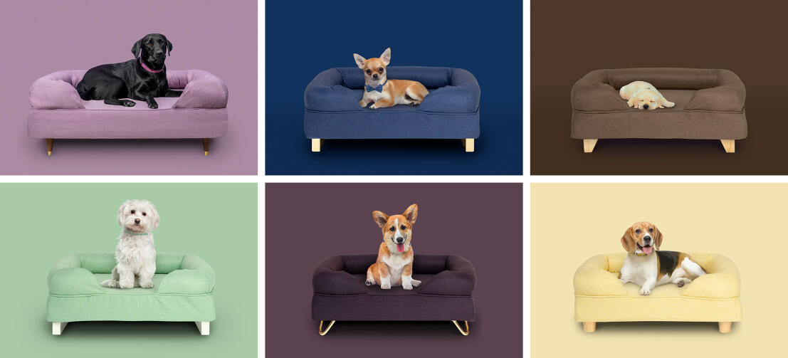 Zes op maat gemaakte bedopties met verschillende kleuren en pootjes