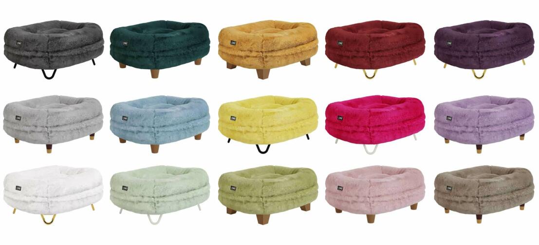 Maya donut kattenbed selectie van 15 kleuren en design voeten