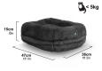 Afbeelding met de afmetingen van het superzachte donut kattenbed
