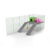 Zippi platform met twee hellingen een schuilplaats en een tunnel en een traktatie Caddi
