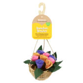 Verveling doorbrekende bloemen hanging basket