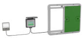 Omlet groene automatische kippenhokdeur met bedieningspaneel en hokverlichting