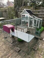 Zippi konijnenren dubbele hoogte, 3x3 panelen, met vide en schuilhuisje