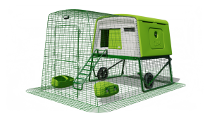Eglu Cube kippenhok met ren (2 m) en wielen - Groen