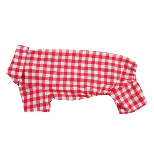 Rood en witte hondenjas