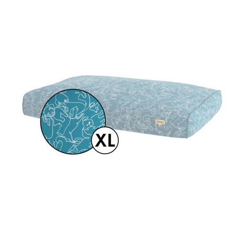 Extra large kussenhoes voor hondenbed in teal doodle hondenprint van Omlet.