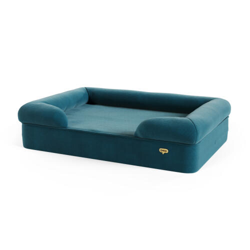 Groot bolster hondenbed - limited edition print - corduroy teal