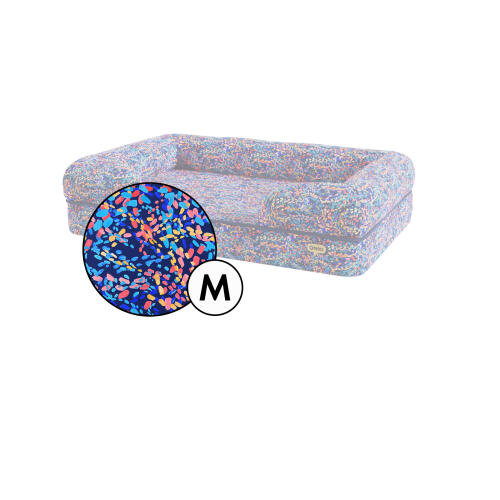 Medium bolster hondenbedovertrek in patterpaws neon print van Omlet.