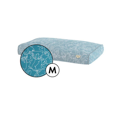 Medium kussenhoes voor hondenbed in teal doodle hondenprint van Omlet.