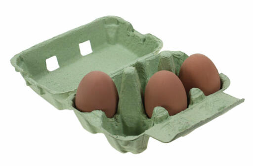 Groen eierdoosje met drie eieren
