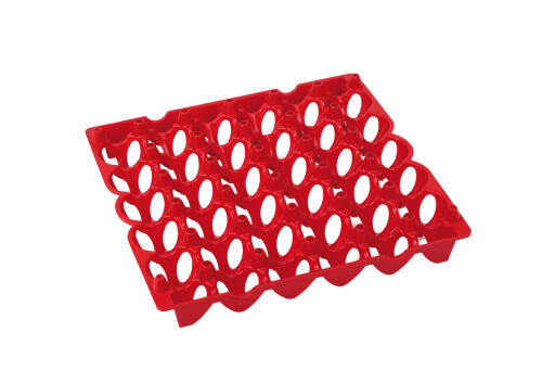 Een rood eierdoosje.