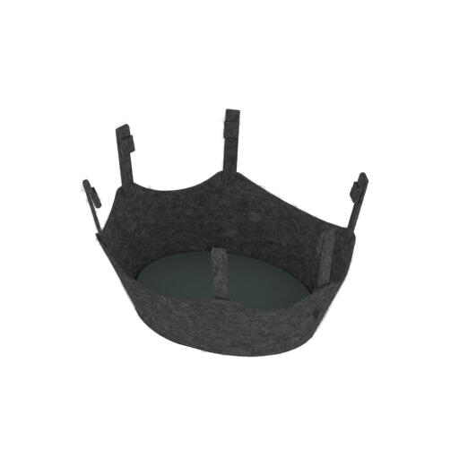 Een grijze hangmat voor de Omlet kattenboom.