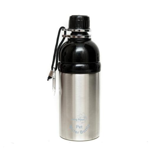 Long paws waterfles voor huisdieren zilver 500ml groot