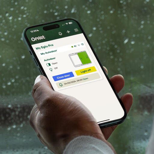 Close-up van het scherm van de Omlet app