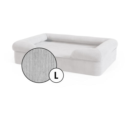 Groot bolster hondenbed corduroy hoes in kiezelgrijs van Omlet.