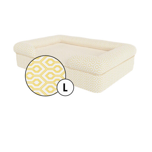 Grote bolster hondenbedovertrek in honingraat pollenprint van Omlet.