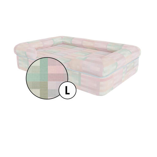 Grote bolster hondenbedovertrek in prism caleidoscoop print van Omlet.