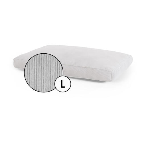 Groot kussen hondenbed corduroy hoes in kiezelgrijs van Omlet.