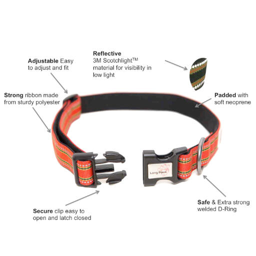 Long paws gewatteerde comfort halsband details