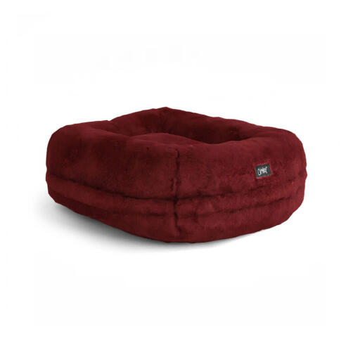 Omlet Lux ury superzacht donut kattenbed in robijnrode kleur