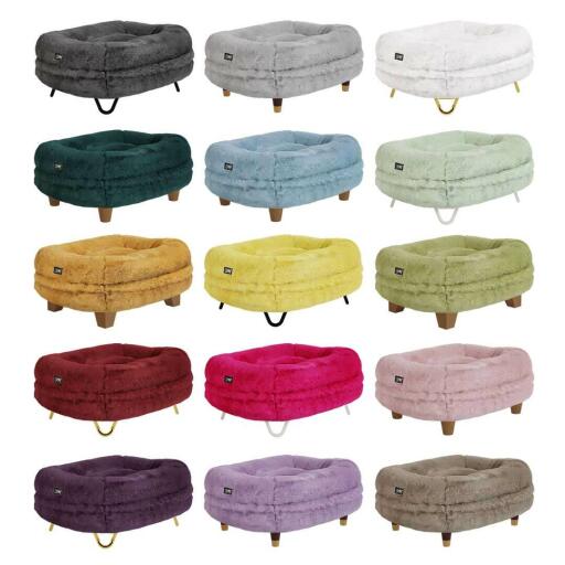 Maya donut kattenbed selectie van 15 kleuren en design voeten