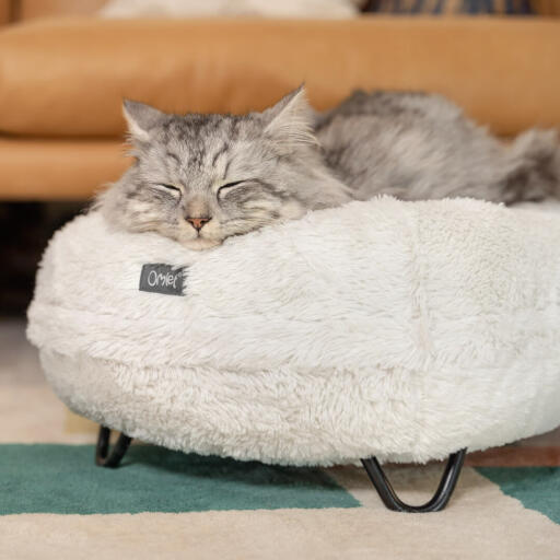 Maya Donut is een premium kattenmand met een rijk gevoerd donutkussen en designer pootjes