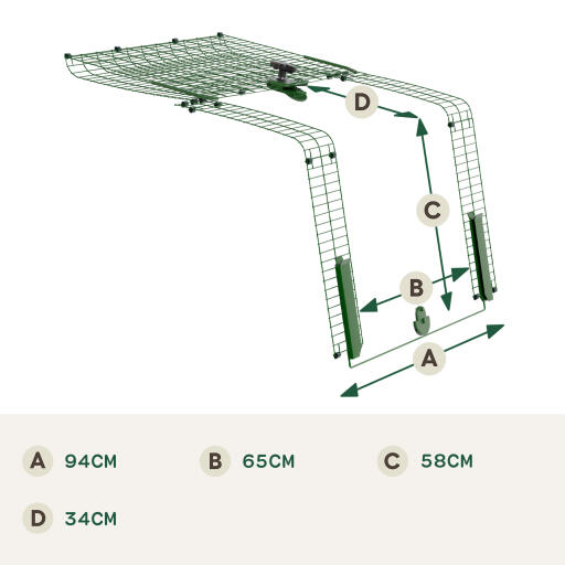 Afmetingen easy access run door voor Eglu pro en Cube 