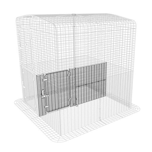 Een diagram van een halfhoog tussenschot van een 2x2 inloopgang