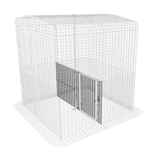 Een diagram van een halfhoog tussenschot van een 2x2 inloopgang