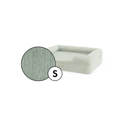 Klein bolster hondenbed corduroy hoes in mosgroene tint van Omlet.