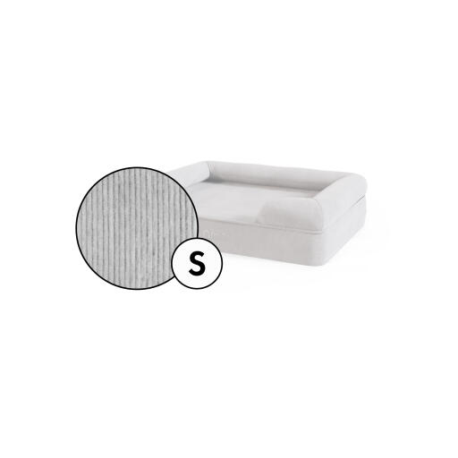 Klein bolster hondenbed corduroy hoes in kiezelgrijs van Omlet.