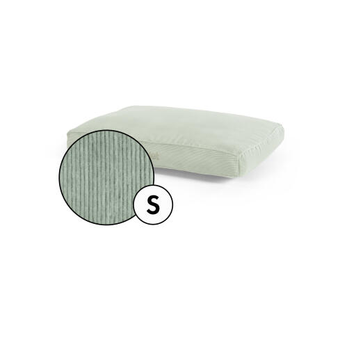 Klein kussen hondenbed corduroy hoes in mosgroene tint van Omlet.