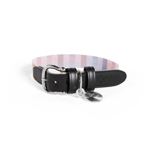 Kleine hondenhalsband in veelkleurige prisma caleidoscoop print van Omlet.