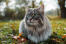 Siberische kat zittend op het gras