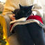 Zwarte kat zittend op Luxury kat kerstdeken op persoon