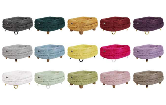 Maya donut kattenbed selectie van 15 kleuren en design voeten