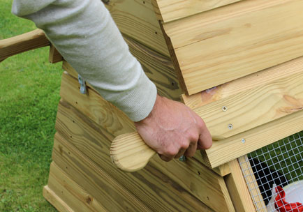 Carry handles on Boughton chicken coop.