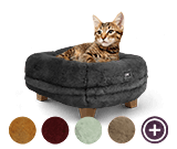 cat in the luxury soft donut cat bed with wooden feet