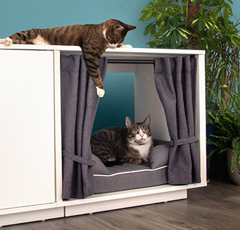 The Maya Nook curtains create an enclosed space for your cat